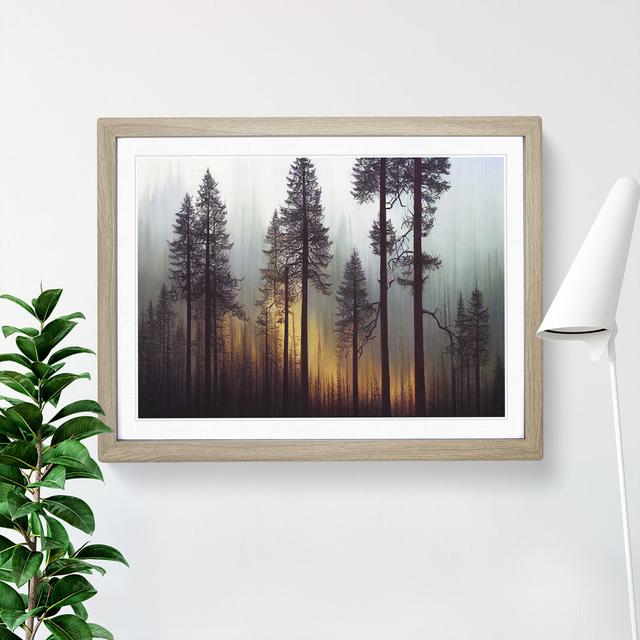 XH1022-9534X Uplifting Pine Tree Forest - Single Picture Frame Print Alpen Home Size: 34cm H x 46cm W x 2cm D, Frame Colour: Oak on Productcaster.