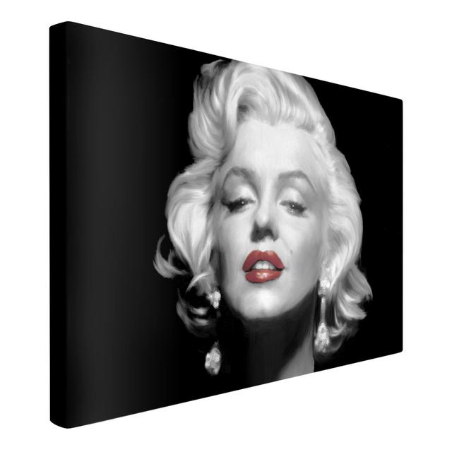 Marilyn with Red Lips - Wrapped Canvas Photograph Canora Grey Size: 120cm H x 180cm W on Productcaster.