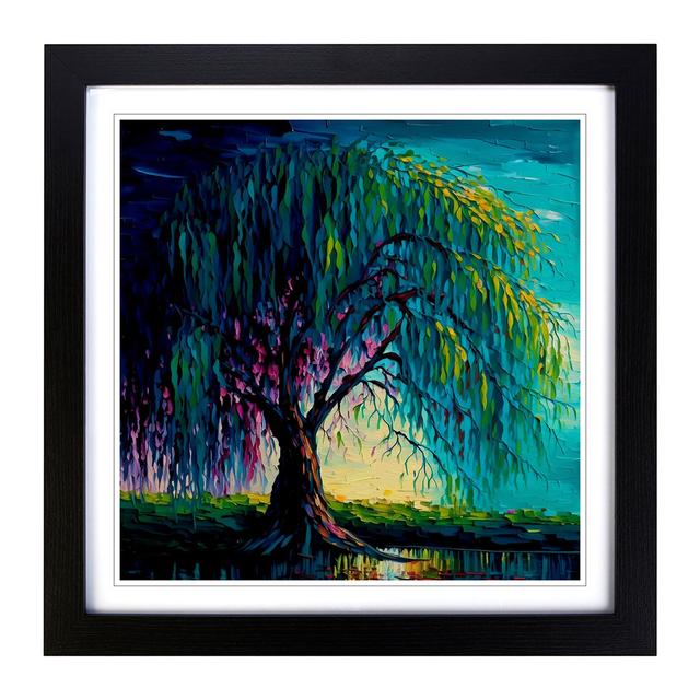 Weeping Willow Palette Knife Painting - Single Picture Frame Print on Wood Marlow Home Co. Format: Black on Productcaster.