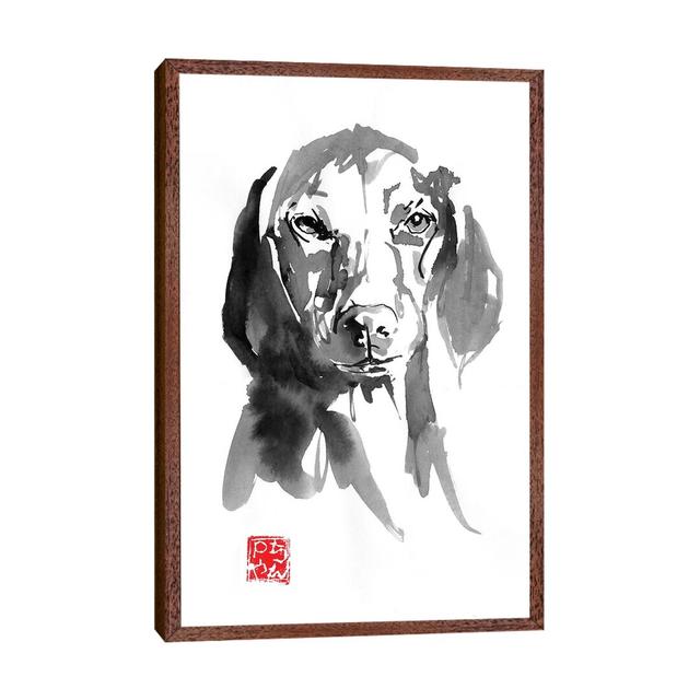 Dogface III by Péchane - Painting on Canvas Bloomsbury Market Format: Classic Brown Wood Framed, Size: 152.4cm H x 101.6cm W x 3.81cm D on Productcaster.