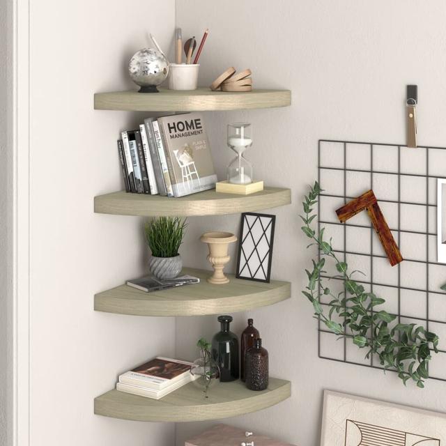 Arta Wall Shelf (Set of 4) 17 Stories Size: 3.8cm H x 35cm W x 35cm D, Finish: Oak on Productcaster.