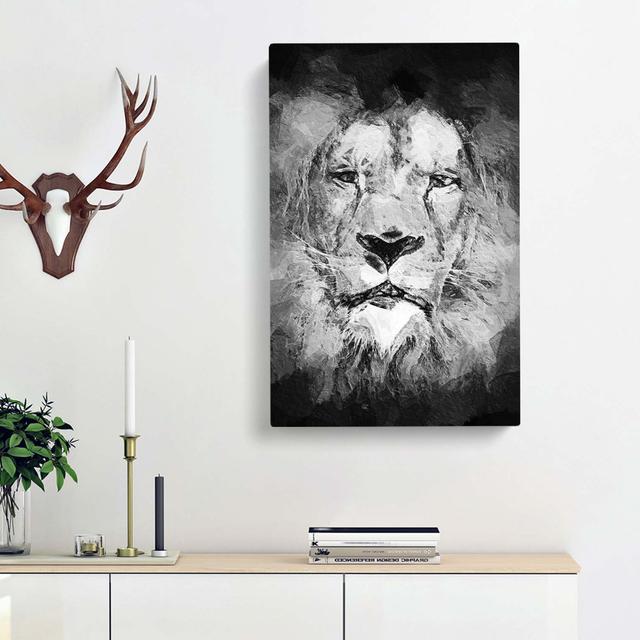 Lion Portrait in Abstract - Wrapped Canvas Graphic Art Print East Urban Home Size: 50cm H x 35cm W x 3cm D on Productcaster.