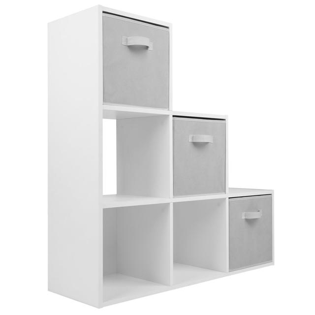 3 Tier 6 Cube Storage Bookcase Shelf Display Unit with Choice of 3 Drawers Latitude Run Colour: White/White on Productcaster.