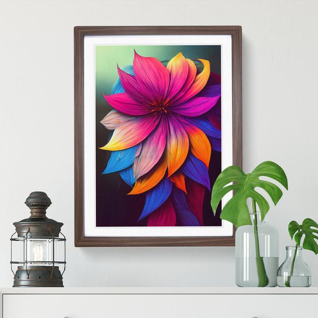 Brilliant Flower - Graphic Art Marlow Home Co. Size: 36cm H x 27cm W x 2cm D, Format: Walnut Framed, Matte Colour: White on Productcaster.