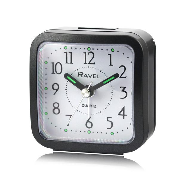 Analogue Quartz Movement / Crystal Alarm Tabletop Clock Ravel Colour: Black on Productcaster.