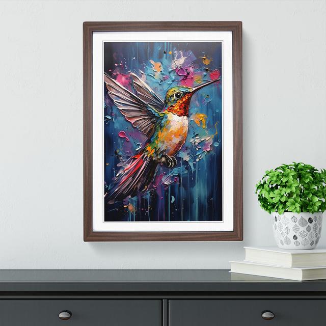 Hummingbird Expressionism No.2 Marlow Home Co. Size: 64cm H x 46cm W x 2cm D, Format: Walnut Framed on Productcaster.