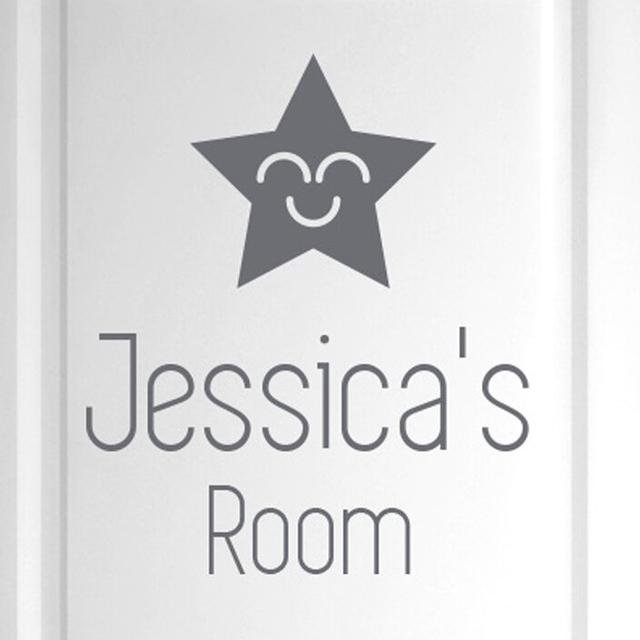 Personalised Smiling Star Door Room Wall Sticker Happy Larry Colour: Grey on Productcaster.