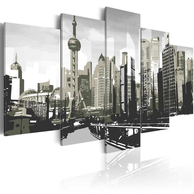 'Shanghai, China ́s Largest City' Graphic Art Print Multi-Piece Image on Canvas East Urban Home Size: 50cm H x 100cm W on Productcaster.