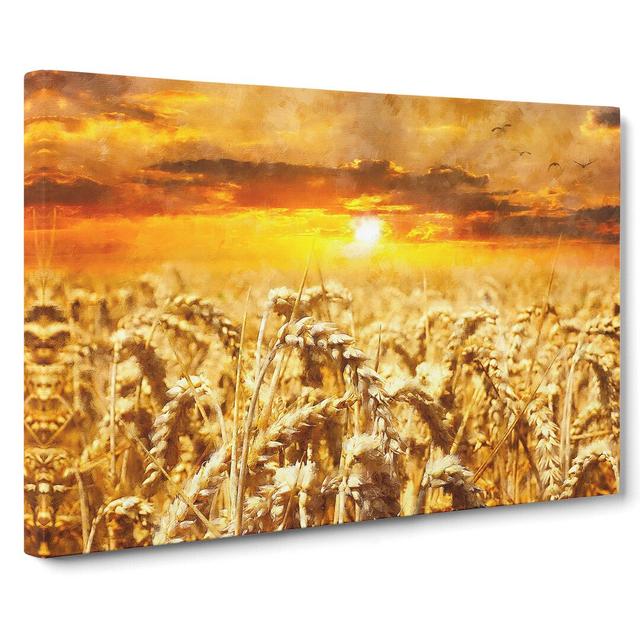 Wheat Field at Sunset - Wrapped Canvas Graphic Art East Urban Home Size: 50cm H x 76cm W x 3cm D on Productcaster.