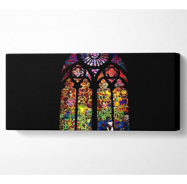 Stained Glass - Wrapped Canvas Art Prints Bloomsbury Market Size: 40.6cm H x 101.6cm W x 10cm D on Productcaster.