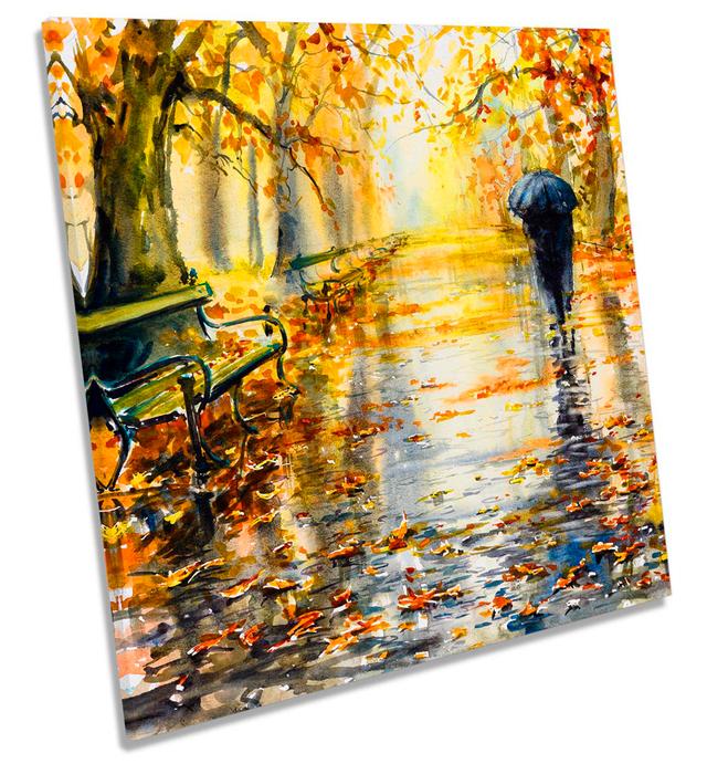 Z1042 Umbrella Park Trees - Wrapped Canvas Painting Marlow Home Co. Size: 91.4cm H x 91.4cm W x 4cm D on Productcaster.