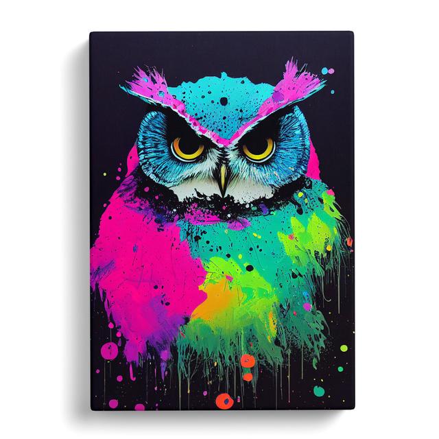 Paint Splashed Owl No.5 Abstract - Wrapped Canvas Print Alpen Home Size: 50cm H x 35cm W x 3cm D on Productcaster.