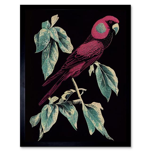 Burgundy Parakeet Retro Modern Tropical - Single Picture Frame Print Wee Blue Coo on Productcaster.