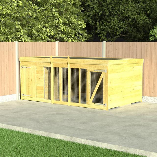 Dog Kennel and Run Archie & Oscar Size: 127cm H x 185cm W x 185cm D on Productcaster.