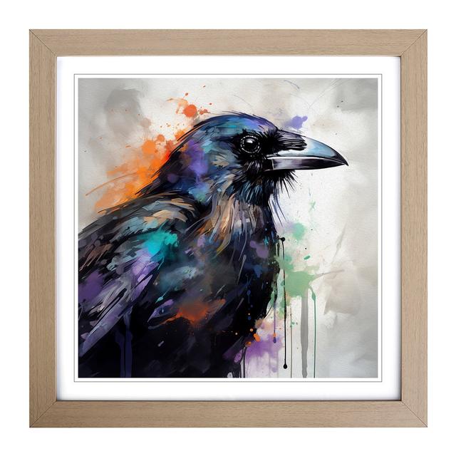 Raven Abstract - Single Picture Frame Print on Wood Marlow Home Co. Frame Colour: Oak on Productcaster.