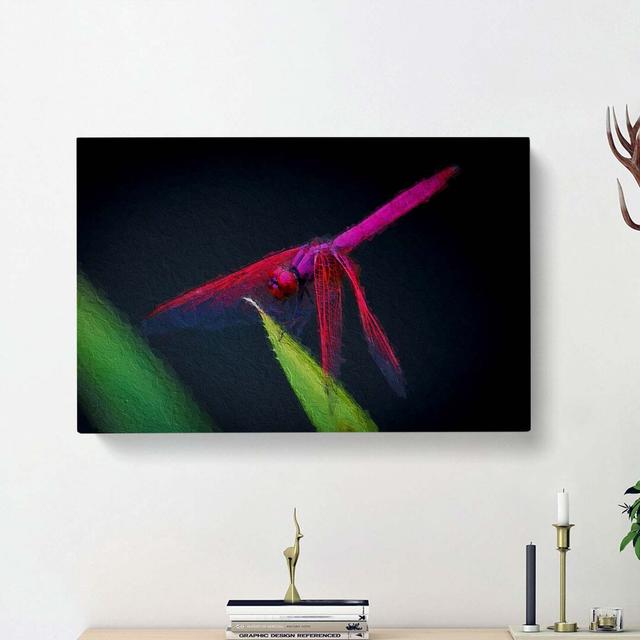 Purple Dragonfly - Wrapped Canvas Painting East Urban Home Size: 50cm H x 76cm W x 3cm D on Productcaster.