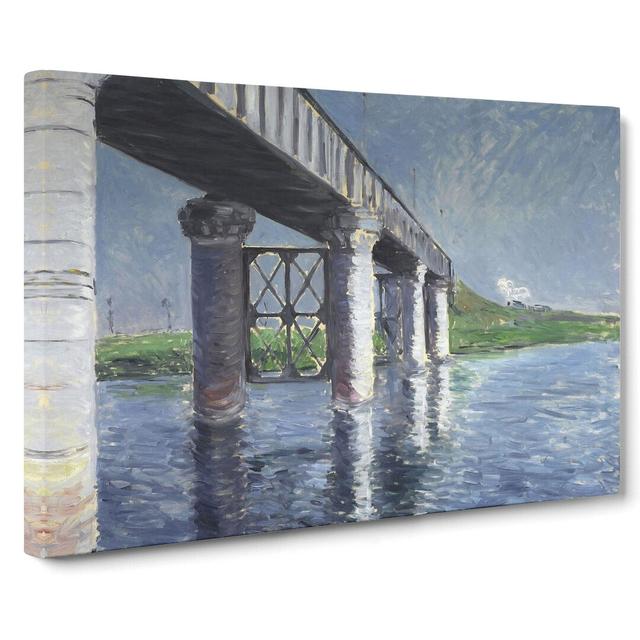 The Seine and the Railroad Bridge by Gustave Caillebotte - Wrapped Canvas Painting East Urban Home Size: 35cm H x 50cm W x 3cm D on Productcaster.