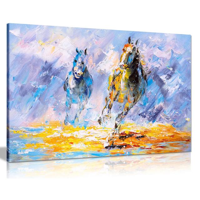 Modern Contemporary Painting Running Horse Canvas Wall Art Picture Print Panther Print Size: 76cm H x 51cm W on Productcaster.