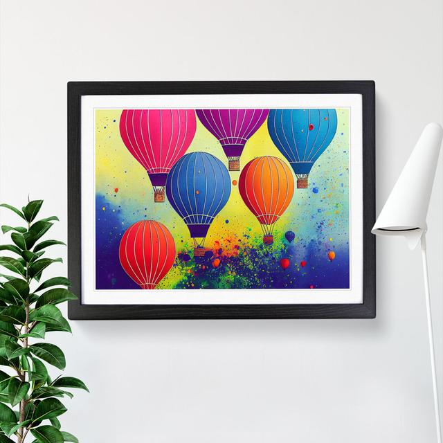 Hot Air Balloons Splashed Vol.4 Abstract - Picture Frame Graphic Art Marlow Home Co. Frame Colour: Black Framed, Size: 25cm H x 34cm W x 2cm D on Productcaster.