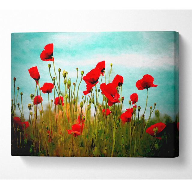 Beautiful Poppy Field Skies - Wrapped Canvas Art Prints ClassicLiving Size: 35.6cm H x 50.8cm W x 10cm D on Productcaster.