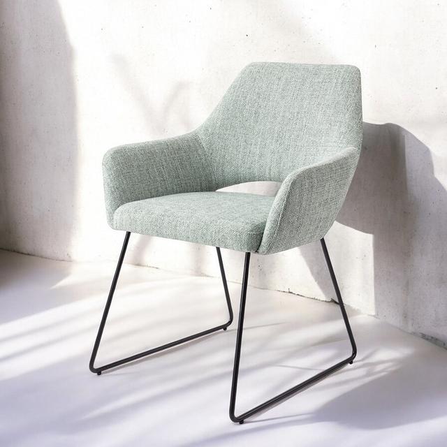 Debbora Upholstered Dining Chair Ivy Bronx Leg Colour: Black, Upholstery Colour: Sage on Productcaster.