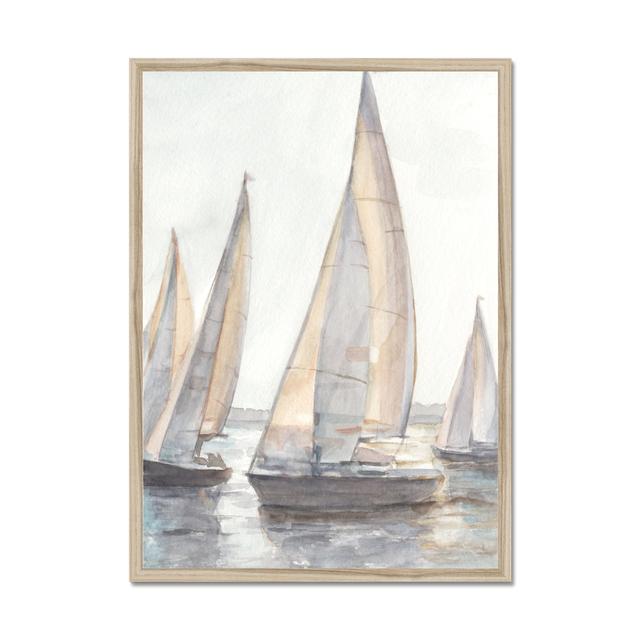 Plein Air Sailboats I by Ethan Harper - Wrapped Canvas Painting Print Beachcrest Home Size: 34cm H x 24cm W, Format: Natural Wood Framed Paper Print on Productcaster.