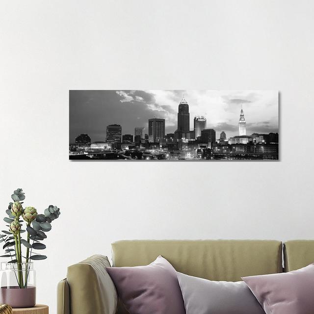 Cleveland Skyline Cityscape - Wrapped Canvas Panoramic Print Brayden Studio Size: 40.64cm H x 121.92cm W x 1.91cm D on Productcaster.