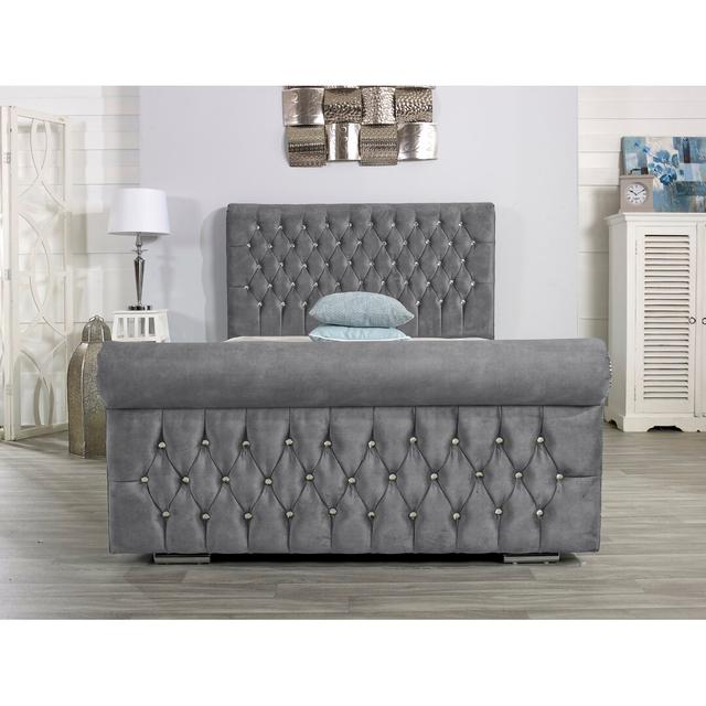 Herveline Upholstered Bed Frame Wayfair Sleep Colour: Charcoal, Size: Kingsize (5') on Productcaster.