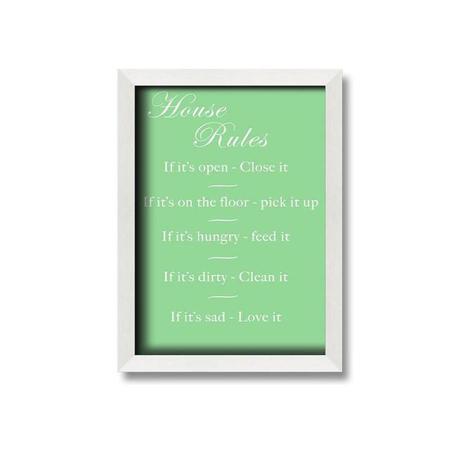 House Rules 2 - No Frame Art Prints on Canvas East Urban Home Colour: Green, Size: 84.1cm H x 59.7cm W x 1.5cm D, Format: Gunmetal Framed Paper on Productcaster.