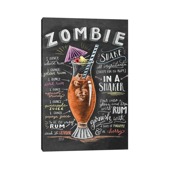 Zombie Recipe Happy Larry Size: 45.72cm H x 30.48cm W x 1.90cm D, Format: Wrapped Canvas on Productcaster.