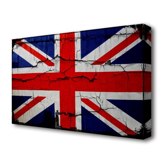 United Kingdom Flag Cracked World Flags - Graphic Art Print on Canvas East Urban Home Size: 81.3 cm H x 121.9 cm W on Productcaster.