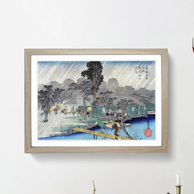 Tea-Houses on Tadasu River by Utagawa Hiroshige - Picture Frame Painting Print East Urban Home Size: 27cm H x 36cm W x 2cm D, Frame Option: Oak Framed on Productcaster.