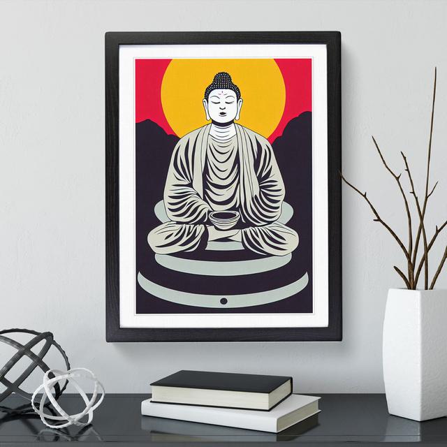 Buddha By Setting Sun - Single Picture Frame Print Latitude Vive Size: 34cm H x 25cm W x 2cm D, Frame Colour: Black on Productcaster.