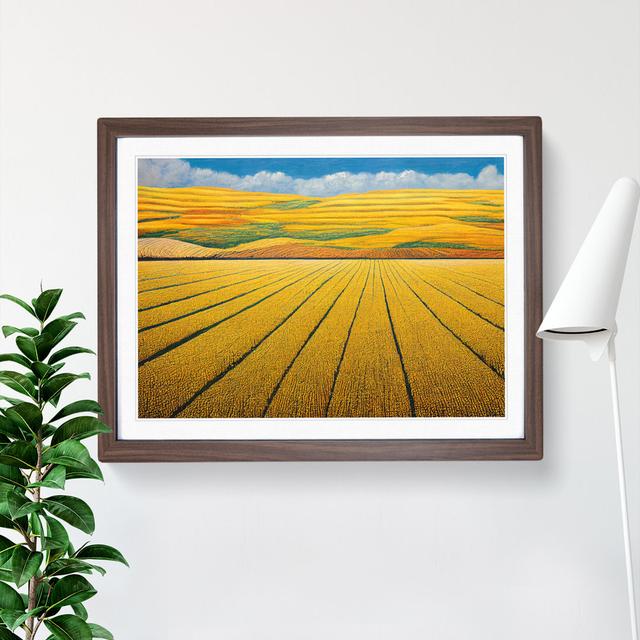 Inspirational Wheat Field House of Hampton Size: 46cm H x 64cm W x 2cm D, Frame Colour: Walnut on Productcaster.