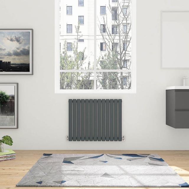 Zahara Horizontal Oval Panel Radiators Belfry Heating Size: 60cm H x 41.3cm W, Radiator Colour: Grey on Productcaster.