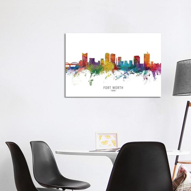 Fort Worth Texas Skyline by Michael Tompsett - Wrapped Canvas Gallery-Wrapped Canvas Giclée Ebern Designs Size: 66.04cm H x 101.6cm W on Productcaster.