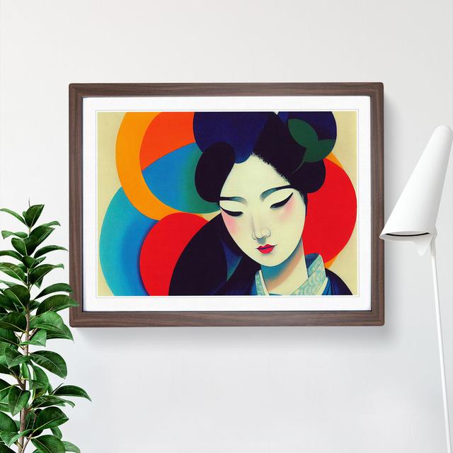 Geisha Painted Abstract - Picture Frame Print ClassicLiving Frame Colour: Walnut Framed, Size: 46cm H x 64cm W x 2cm D on Productcaster.