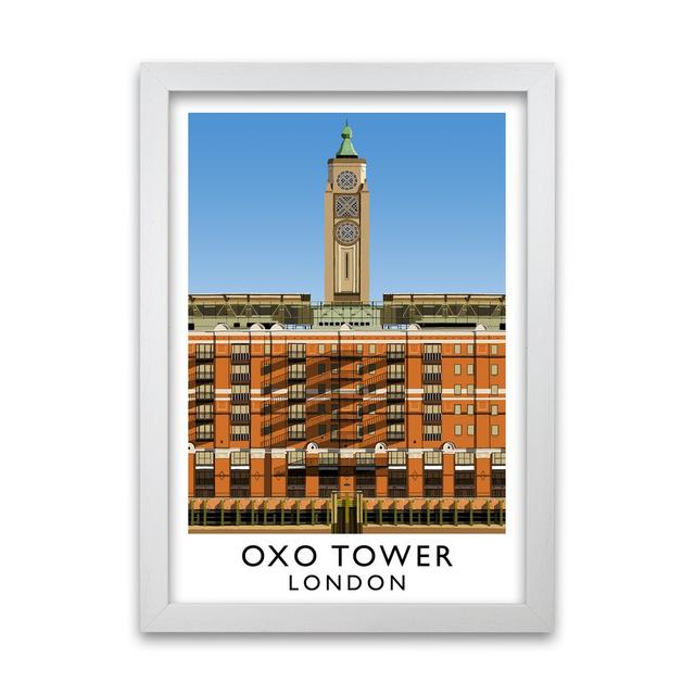 Oxo Tower London by Richard O'Neill - Picture Frame Graphic Art Print on Paper 17 Stories Size: 594 cm H x 42 cm W, Frame Options: White Grain on Productcaster.