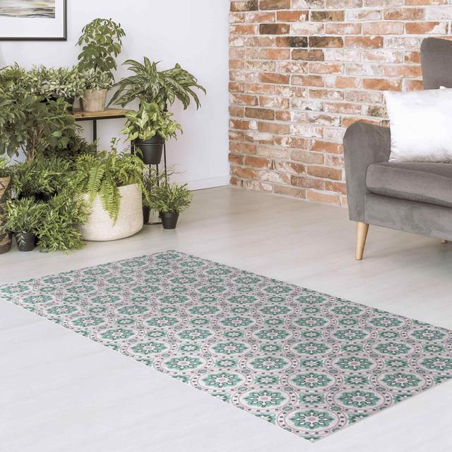 Gintaris Geometric Machine Woven Green/Pink Area Rug East Urban Home Rug Size: Rectangular 130 x 260cm on Productcaster.