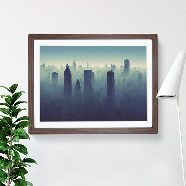 Elegant Skyscraper Skyline - Picture Frame Graphic Art 17 Stories Size: 25cm H x 34cm W x 2cm D, Frame Colour: Walnut on Productcaster.