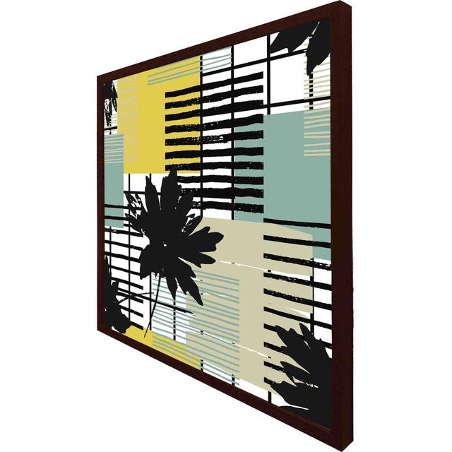 Garyville Geometric Shape & Leaf Print In Yellow & Green - Single Picture Frame Print ClassicLiving Size: 61cm H x 61cm W x 4cm D, Frame Colour: Brown on Productcaster.