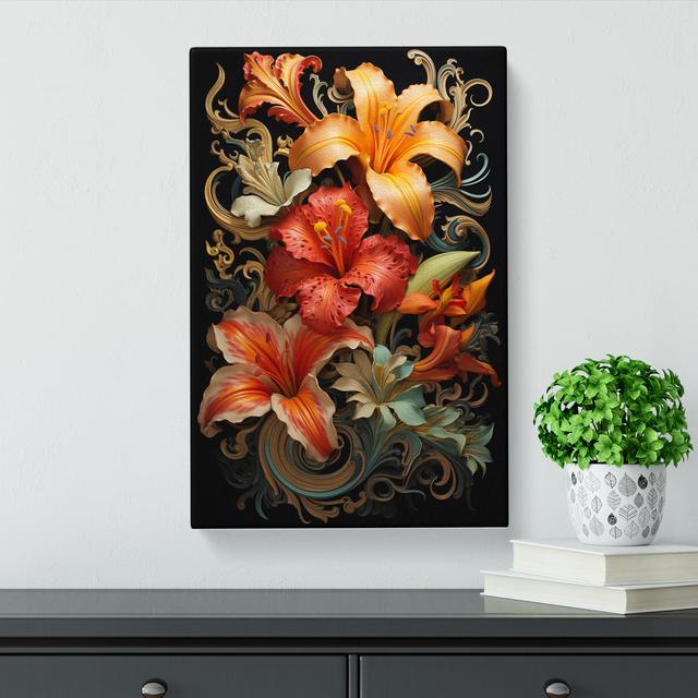 Lily Flower Baroque - Art Prints Marlow Home Co. Size: 50cm H x 35cm W x 3cm D on Productcaster.