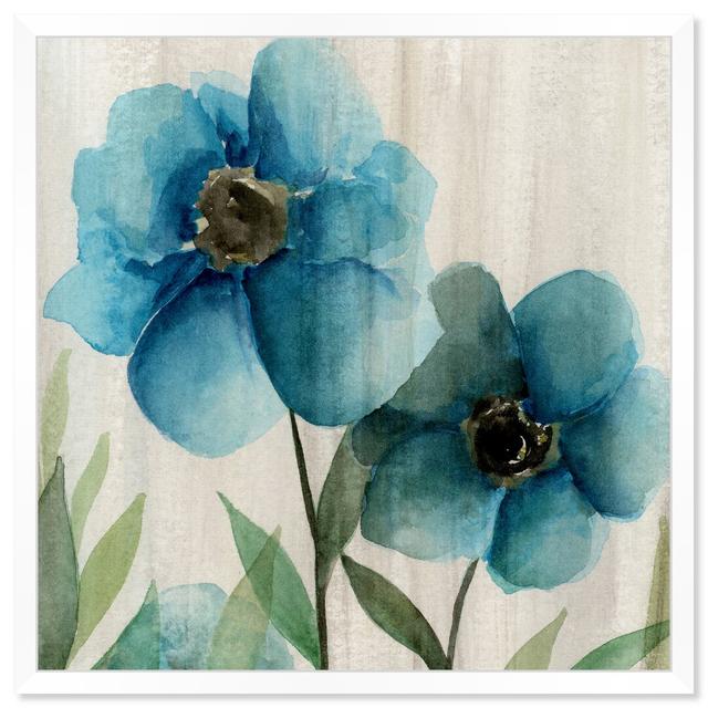 Blue Flowers - Painting Print East Urban Home Format: Picture Frame, Size: 66cm H x 66cm W x 1cm D on Productcaster.