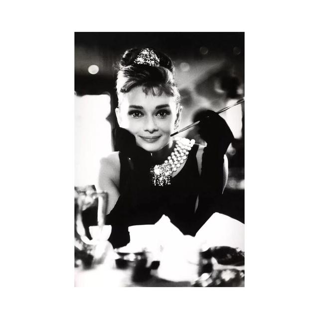 A Smiling Audrey Hepburn by Radio Days - Wrapped Canvas Print George Oliver Size: 101.6cm H x 66.04cm W x 3.81cm D on Productcaster.