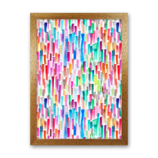 Colorful Brushstrokes Black - Print 17 Stories Frame Option: Brown Framed, Size: 63cm H x 46cm W x 3cm D, Colour: Blue/Pink on Productcaster.