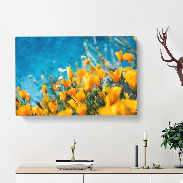 Yellow Blooming Flowers - Wrapped Canvas Painting Print East Urban Home Size: 35cm H x 50cm W x 3cm D on Productcaster.