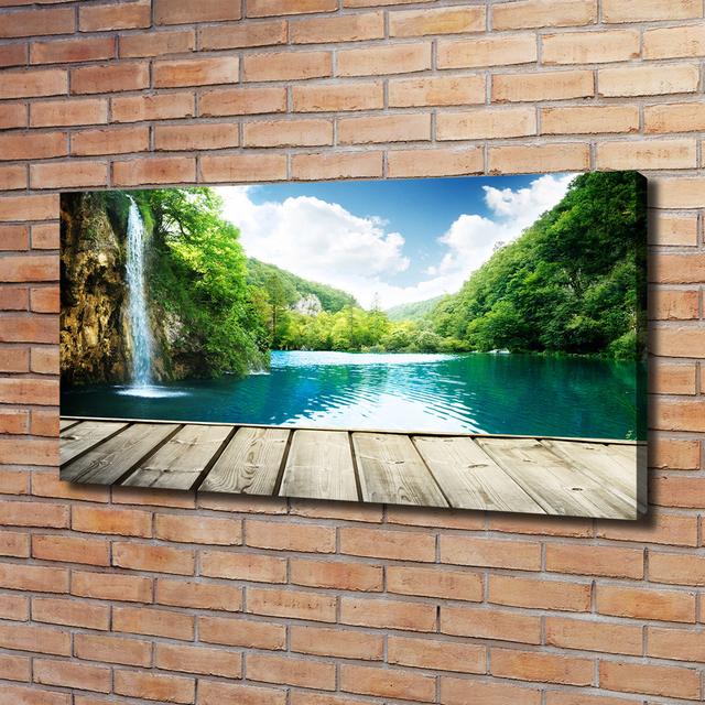 Waterfall in the Forest - Wrapped Canvas Art Prints Union Rustic on Productcaster.