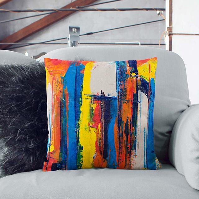 Abstract Art Painting Vol.127 by S.Johnson Cushion with Filling East Urban Home Size: 40 x 40 cm on Productcaster.