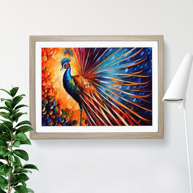 Peacock Painting Vol.2 Abstract Latitude Vive Size: 34cm H x 46cm W x 2cm D, Frame Colour: Oak Framed on Productcaster.