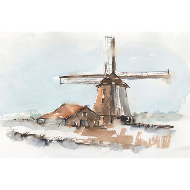 Windmill Watercolor I by Ethan Harper - Wrapped Canvas Print August Grove Size: 30cm H x 46cm W x 3.8cm D on Productcaster.